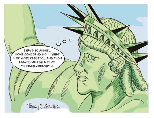 'I have to admit...Newt concerns me! What if he gets elected...and then leaves me for a much younger country?!'