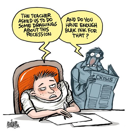 "The teacher asked us to do some drawings about this recession..."
