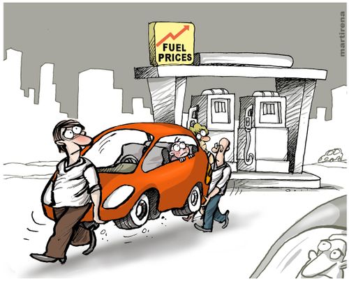 Fuel prices reduce people to carrying their cars.