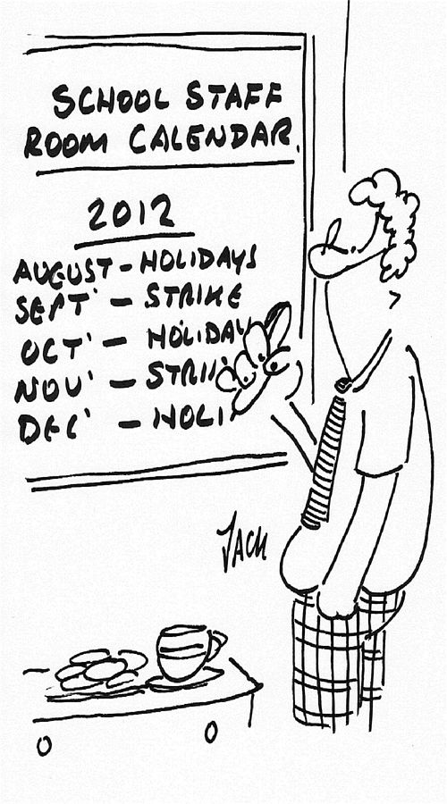 School Staff Room Calendar: Holidays and Strikes.