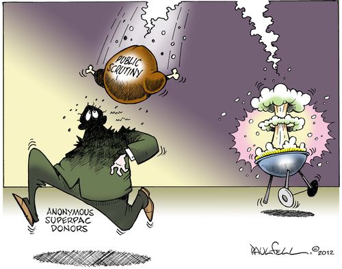 Anonymous Super PAC donors being hit by public scrutiny.