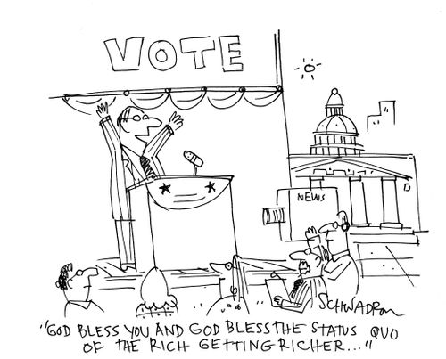 'God bless you and God bless the status quo of the rich getting richer...'