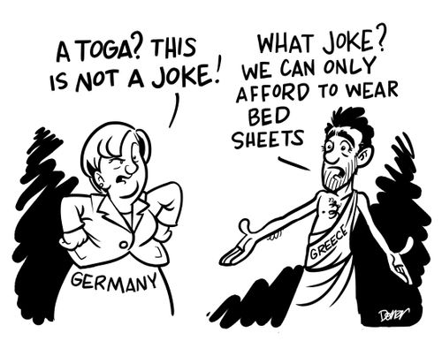 'What joke? We can only afford to wear bed sheets.'