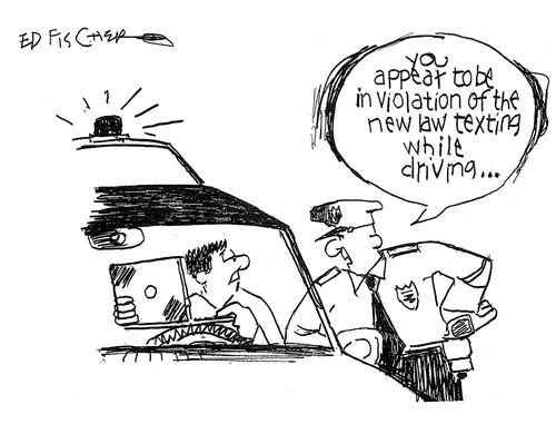 "You appear to be in violation of the new law texting while driving. . ."