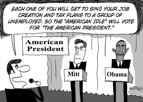 'Each one of you will to sing your job creation and tax plans. . . the 'American Idle' will vote for 'the American President'.'
