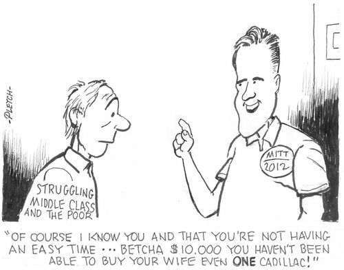 'Of course I know you and that you're not having an easy time...betcha $10,000 you haven't been able to buy your wife even ONE cadillac!'