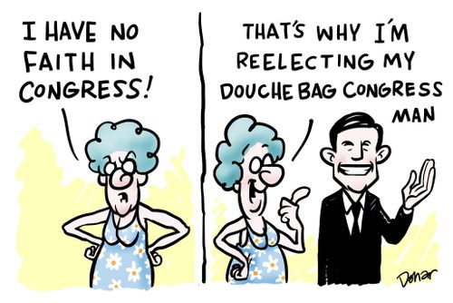 'I have no faith in Congress! That's why I'm reelecting my douchebag congress man.'