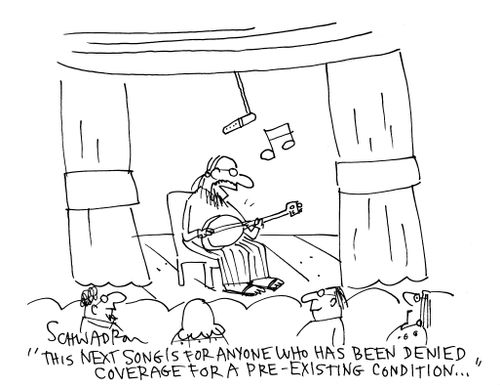 'This next song is for anyone who has been denied coverage for a pre-existing condition. . .'