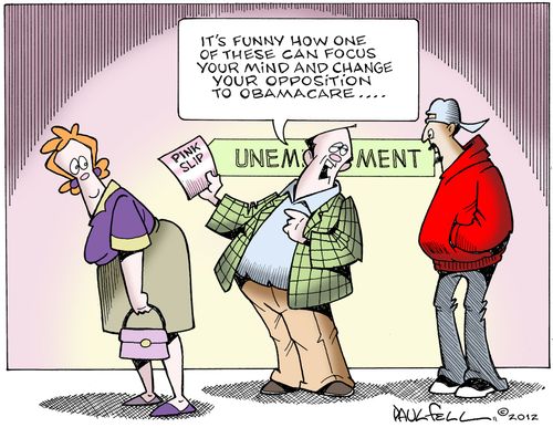 'It's funny how one of these can focus your mind and change your opposition to obamacare. . .'