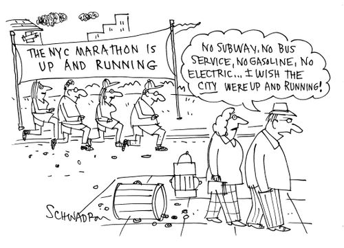 'No subway, no bus service, no gasoline, no electric. . . I wish the city were up and running!'