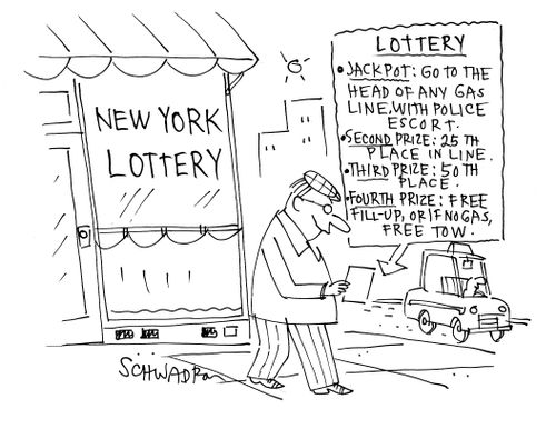 New York Lottery Jackpot: Go to the head of any gas line, with police escort.