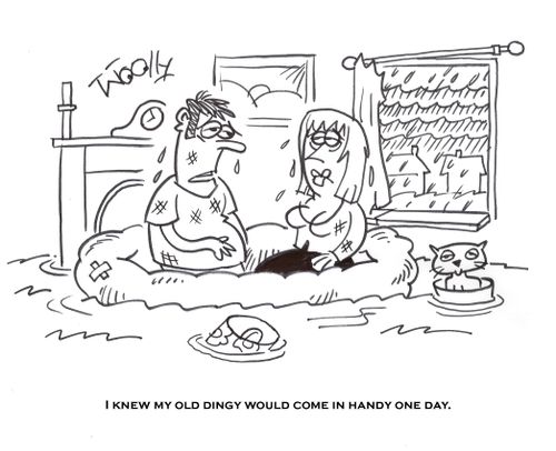 'I knew my old rubber dingy would come in handy one day.'