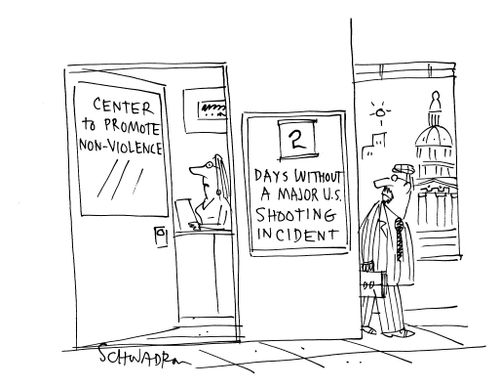Center to Promote Non-Violence: 2 days without a major US shooting incident.