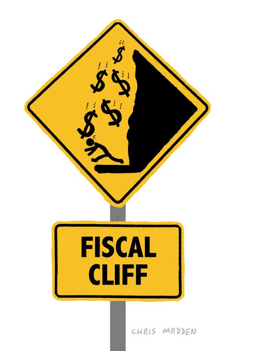 Fiscal Cliff - road warning sign.
