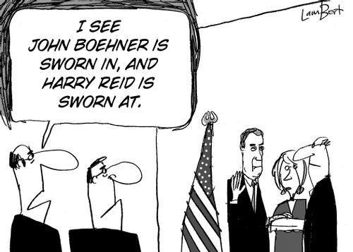'I see John Boehner is being sworn in and Harry Reid is sworn at.'