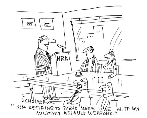 'I'm retiring to spend more time with my military assault weapons.'