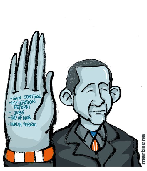 New Mandate - Gun Control, Immigration Reform, Jobs, End of War, and Health Reform.