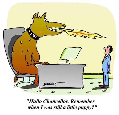 'Hullo Chancellor. Remember when I was still a little puppy?'