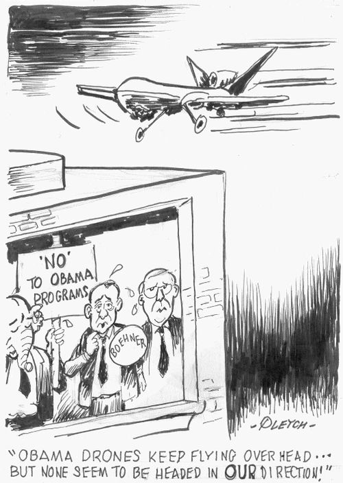 'Obama Drones keep flying overhead...but none seem to be headed in OUR direction!'