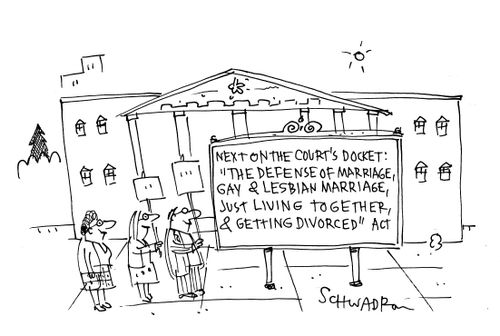 Next on the court's docket: 'The Defense of marriage. . .'