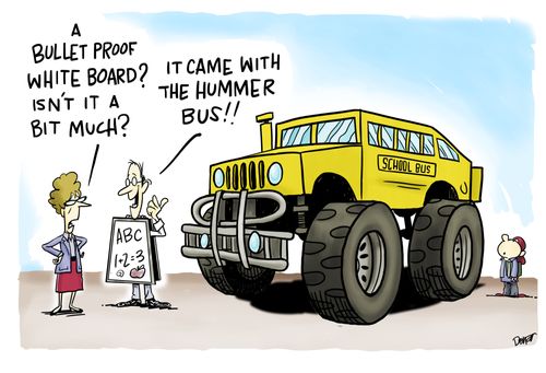 'A bullet proof white board? Isn't it a bit much?'