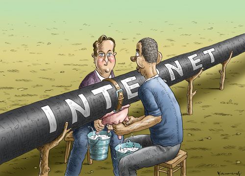 Obama and Cameron milking the internet.