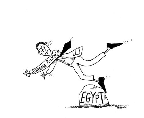 Obama tripping over the Egypt Crisis.