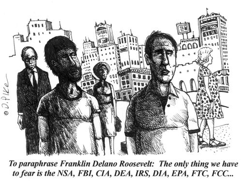 'To paraphrase Franklin Delano Roosevelt: The only thing we have to fear is the NSA, FBI, CIA, DEA, IRS, DIA, EPA, FTC, FCC...'