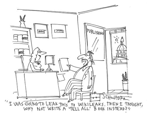 'I was going to leak this to wikileaks. Then I thought, why not write a 'tell all' book instead?'