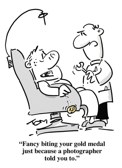 "Fancy biting your gold medal just because a photographer told you to."