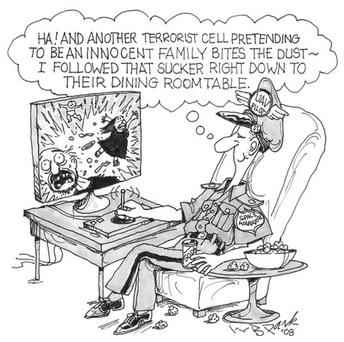 'Ha! And another terrorist cell pretending to be an innocent family bites the dust...'