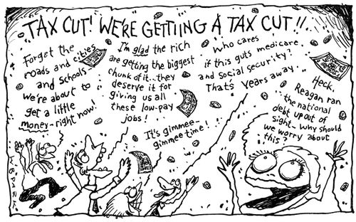 'Tax cut! We're getting a tax cut!!'
