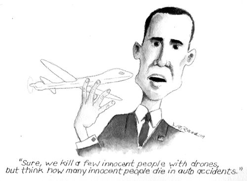 'Sure, we kill a few innocent people with drones, but think how many innocent people die in auto accidents.'