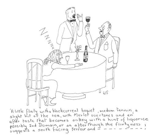 'A little flinty with a blackcurrent boguet, medium tannin, a slight hint of the sea, with merlot overtones and an after taste that becomes okaey with a hint of liquorice...'
