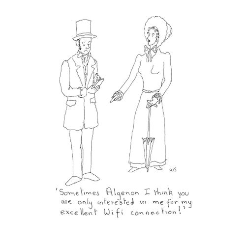 'Sometimes Algenon I think you are only interested in me for my excellent wifi connection.'