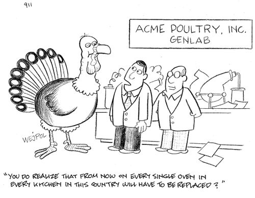 'You do realize that from now on every single oven in every kitchen in this country will have to be replaced?'