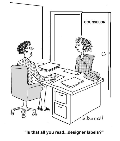 'Is that all you read...designer labels?'