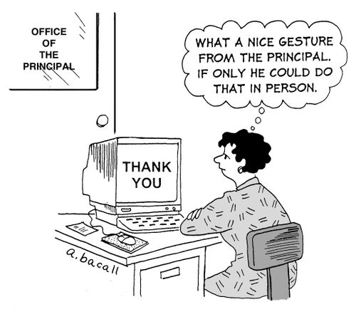 'What a nice gesture from the principal. If only he could do that in person.'