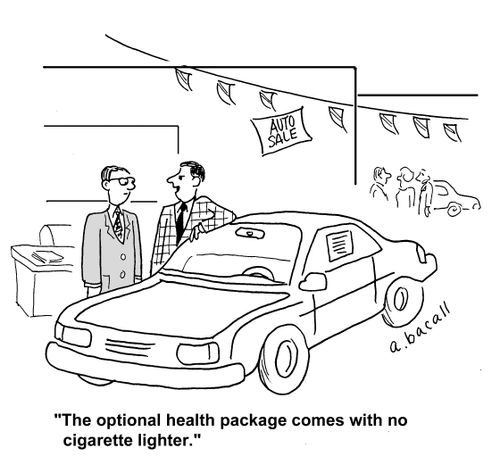 'The optional health package comes with no cigarette lighter.'