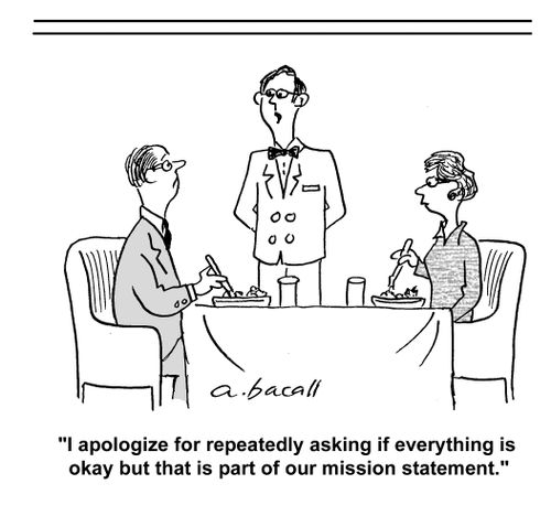 'I apologize for repeatedly asking if everything is okay but that is part of our mission statement.'