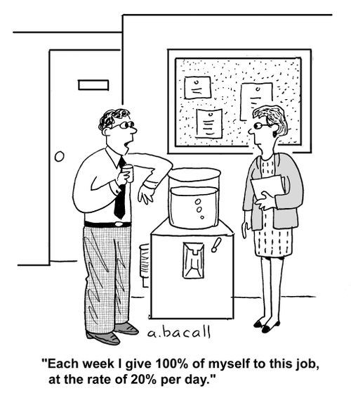 'Each week I give 100% of myself to this job, at the rate of 20% per day.'