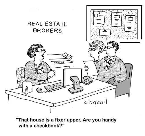 'That house is a fixer upper. Are you handy with a checkbook?'