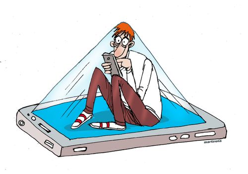 Addiction to mobile.