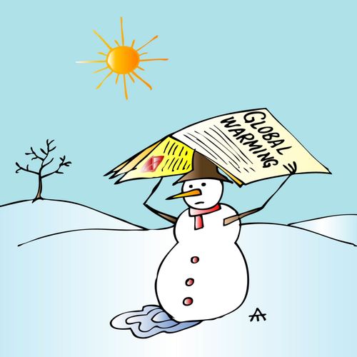 Snowman trying to avoid melting.