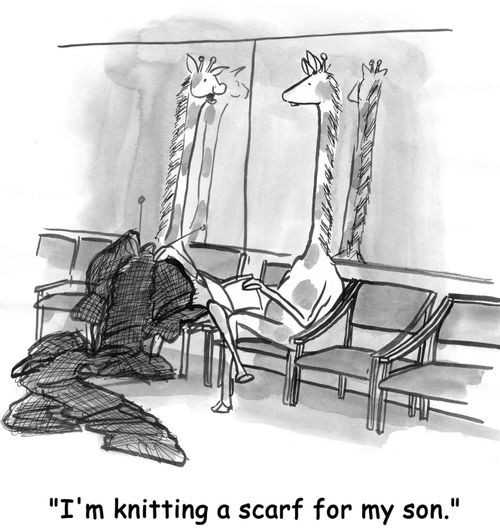 'I'm knitting a scarf for my son.'