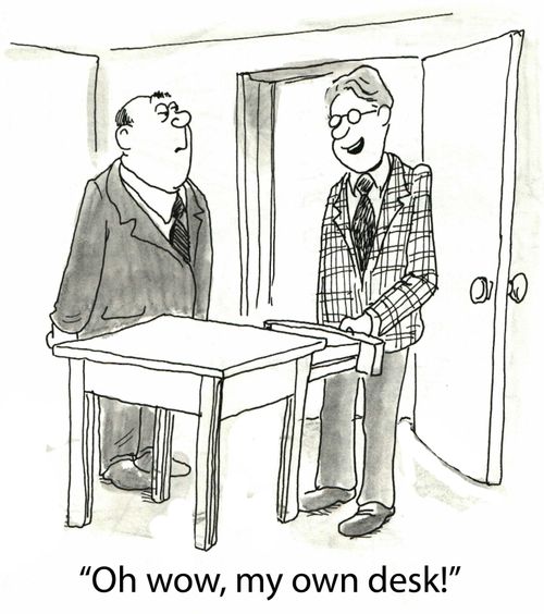 'Oh wow, my own desk!'