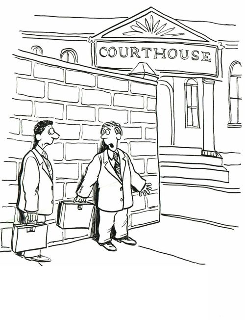 Panic attack outside the courthouse