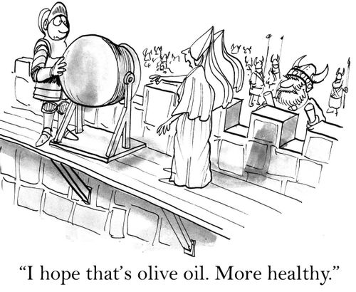 'I hope that's olive oil. More healthy.'