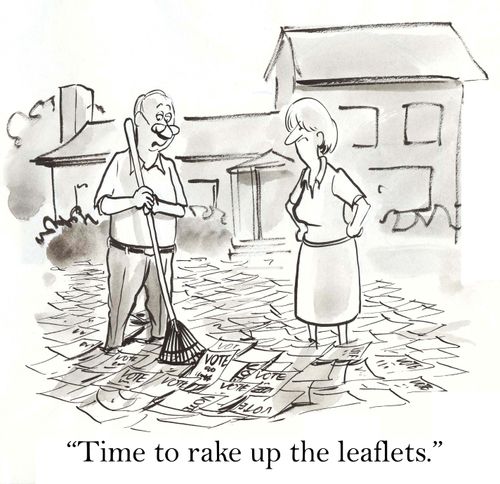 'Time to rake up the leaflets.'