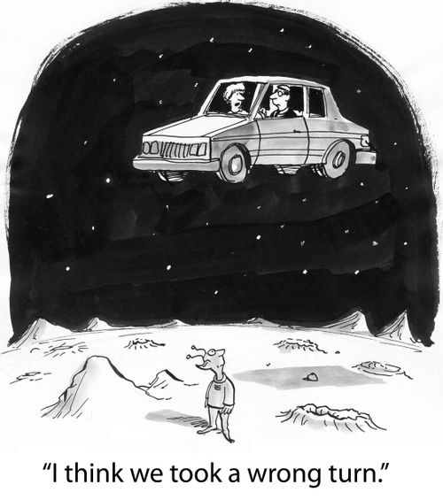'I think we took a wrong turn.'